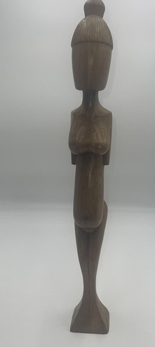 Wooden African fertility pregnant statue