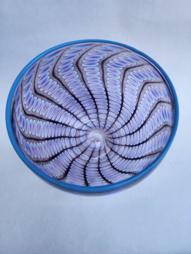Tom Philabaum signiert 1997 Kunstglas Reptilien Serie Amethyst & blaue Schale 8 x 6 - Bild 3 von 6