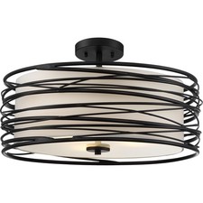 Quoizel SPL1720 Spiral 3 Light 20"W Semi-Flush Drum Ceiling - Black