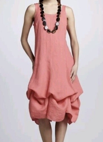 EILEEN FISHER Irish Linen Midi Adjustable Length Bustle Dress Size M w/ Slip - Bild 10 von 11