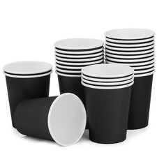 25 Pack 8 oz Disposable Paper Cups, Black Paper Coffee Cups