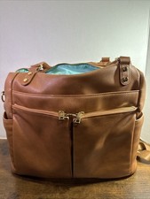 Mominside Multifunctional Diaper Bag Chestnut Brown Vegan Leather Large