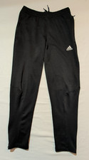 Adidas Track Pants Youth L 13-14Y Black Joggers Sweat Pants Climalite Athletic