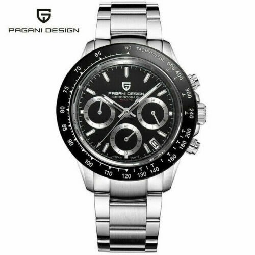 Black Pagani Design PD1644 SEIKO Vk63 MECA Quartz for