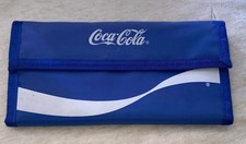 Vintage 1980’s Classic Coca Cola Wave Wallet Blue Tri-Fold Checkbook Size