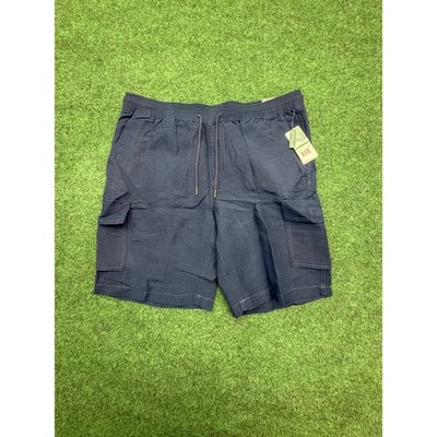 Cubavera Linen Blend Cargo Shorts Dress Blue Mens Large CUBSC002DS 10in Inseam