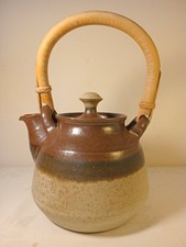 Handmade Stoneware Teapot, Cream & Brown Glaze