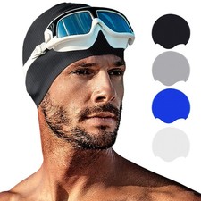 Silicone Swim Cap Long Hair Stereoscopic Pattern Bathing Hat Women Men Thick