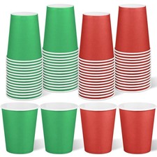 URATOT 60x 9oz Christmas Disposable Paper Cups Red Green Holiday Party