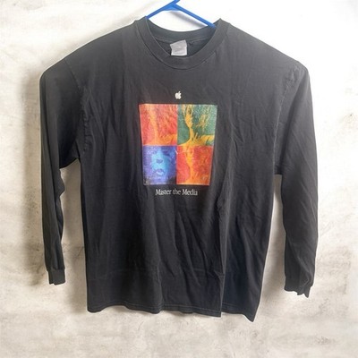 Vintage 90s Master The Media Apple Macbook Iphone Tech Longsleeve Shirt XL