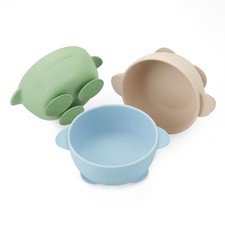 PandaEar 3 Pack Baby Suction Bowls, Stay Put One Size, Blue/Green/Brown
