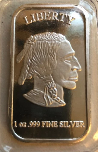 Indian Head Buffalo  1 Ounce Silver Bar Uncirculated Sealed in Plastic