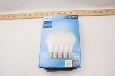 (4-Pk) Phillips Non-Dimmable LED Light Bulb Daylight 450 Lumen 40W 9290030047