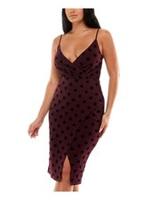 SPEECHLESS Womens Burgundy Adjustable Velvet Spaghetti Strap Dress 3