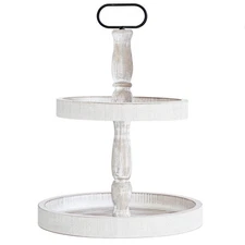 Decorative Tray - Two Tiered Tray Cupcake Stand Farmhouse Rustic 2 Tiered Ser...