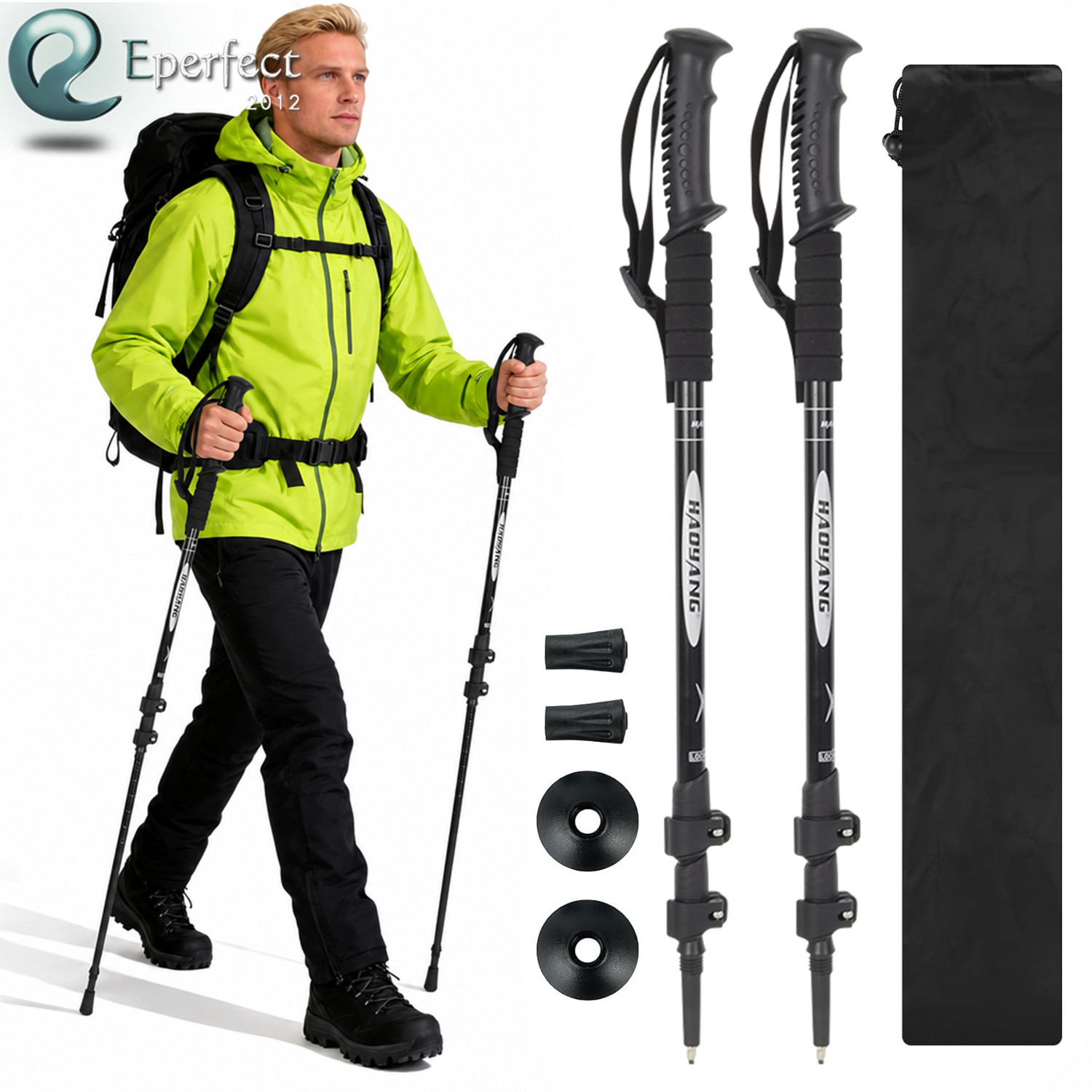 2x Collapsible Lightweight Trekking Hiking Poles Walking Sticks for Backpacking