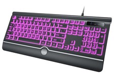 Backlit Large Print Keyboard, Wired Light Up Keyboards with 7-Color Backlit, Wri