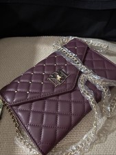 NWT Badgley Mischka Crossbody W/ Diamond Quilting  Round Studs MSRP 129 Plum