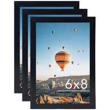 JCJMY 6x8 Black Picture Frame Set of 3 for Wall or Tabletop Display