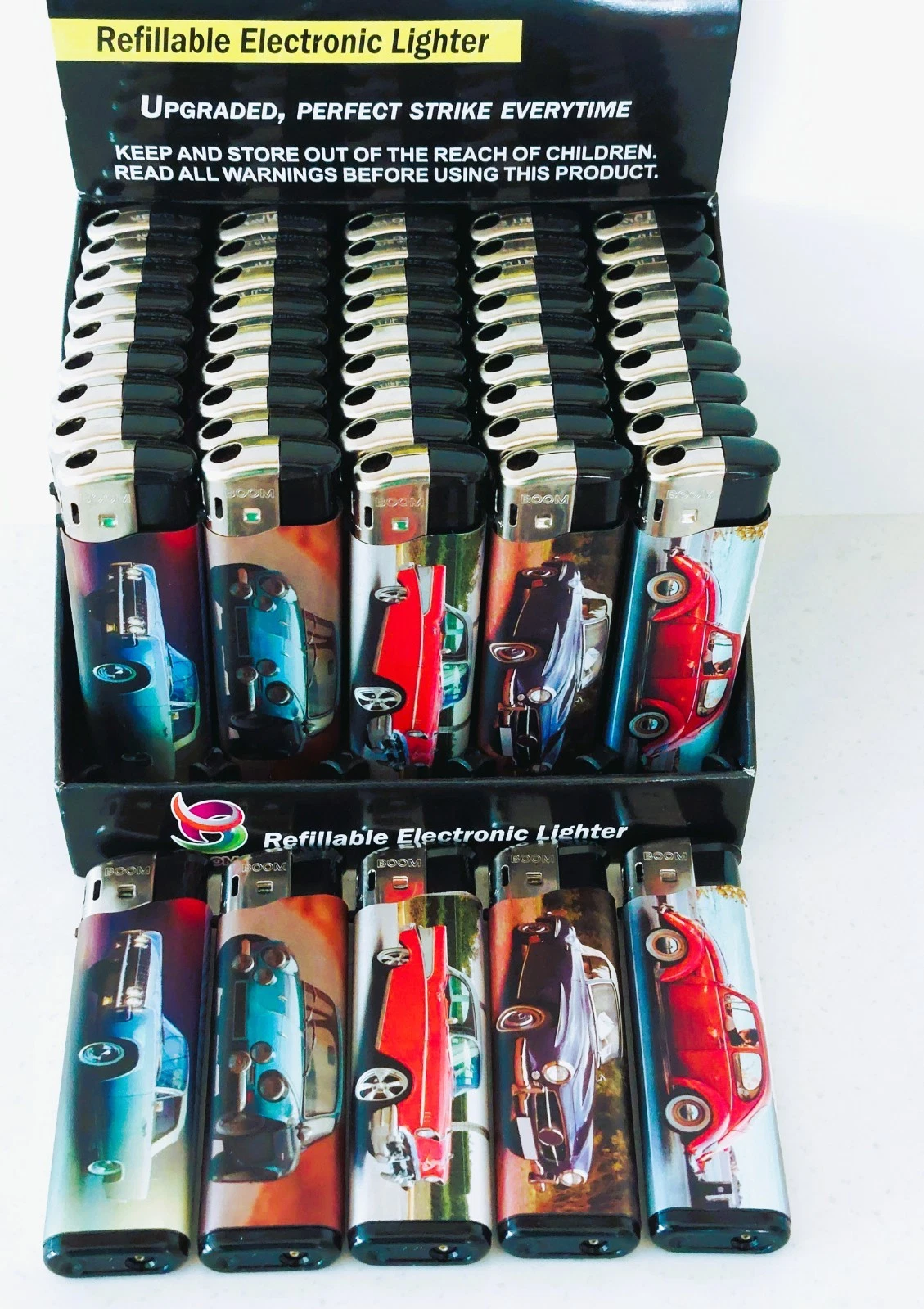 large gas refillable electronic lighters Adjustable flame iconic cars  50 - Picture 1 of 3