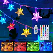 Minetom USB Star String Lights - 33 ft 100 LED Color Changing Star Fairy Ligh...