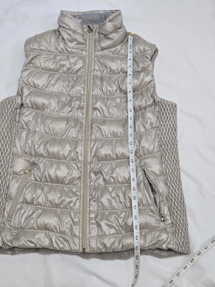 Calvin Klein Perform Womens 2XL XXL Cream Premium Down Puffer Vest Full Zipper - Image 4 of 4