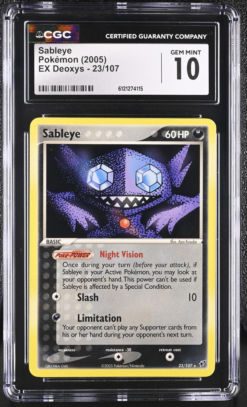 CGC 10 GEM MINT Sableye 2005 EX Deoxys 23/107 Pokemon Card