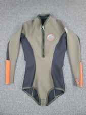Ripcurl Women's Wetsuit Size 10 Q-bomb 1mm Green/black/orange Zip 1 Piece