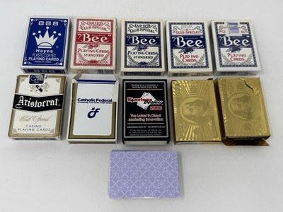 Playing Cards LOT of 11 DECKS 24K Gold Foil Stardust Red Lion Casino Royale Bee