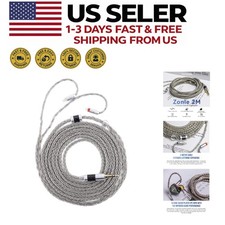 2m 16 Core Silver Plated IEM Cable 2Pin Audiophile Earphone Upgrade