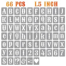 Alphabet Letter Stencils 66pcs 1.5 Inch Reusable Number Symbol for Painting Wood