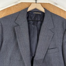 VTG Brooks Brothers Blazer Mens 44R Gray 2 Button Wool Jacket Prince of wales