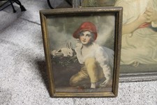 Ancienne lithographie encadrée garçon et lapin par Sir Henry Raeburn