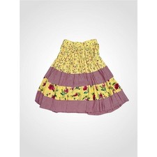 Floral Chic Tiered Gingham vintage midi/knee Skirt MEDIUM