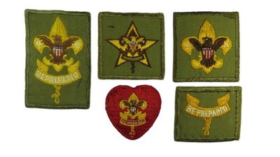 1950s-60s Boy Scouts Complete Rank Set Tenderfoot - Life Patch WORN (WSJ1208)