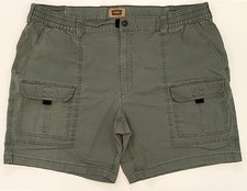 Foundry Cargo Shorts Big Men's Size 50 Green Cotton Stretch 44x8 Elastic Waist