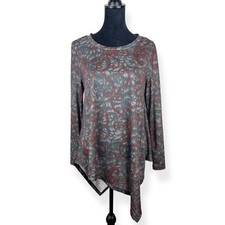 Urban Mangoz Tunic Top Womens S Small Red Brown Long Sleeve Stretch