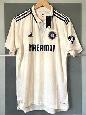 Adidas Authentic India Cricket Test Match Jersey Men's Large Off White KF2527