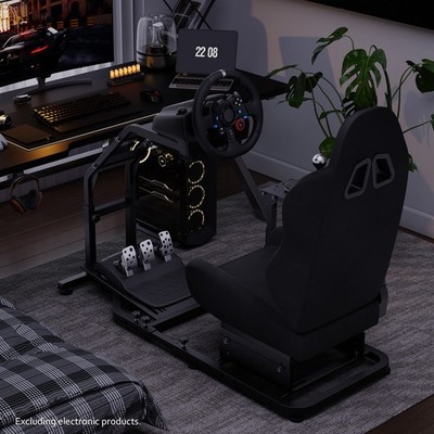 Hottoby Racing Simulator Stand Cockpit With Seat Fits For Thrustmaster Logitech