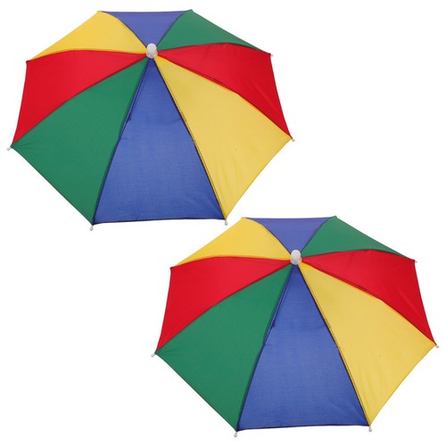 2 Pcs Children's Umbrella Hat Travel Fishing Sunshade Camping Cap Headband - Picture 6 of 12