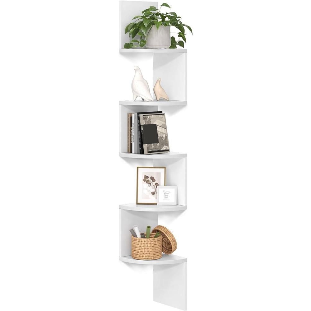 VASAGLE Corner Shelf 5-Tier Floating Wall Shelf Plant Shelf White 7790₽