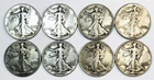 *LOT OF 8 WALKING LIBERTY SILVER HALF DOLLARS* NR #S1192