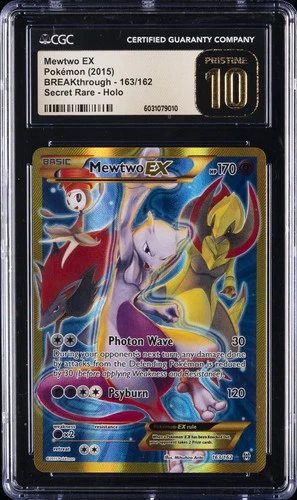 2015 POKEMON BREAKTHROUGH SECRET RARE - HOLO #163/162 MEWTWO EX CGC 10 PRISTINE