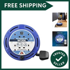 Four Socket, 5 Metre Cassette Reel, Small Extension Lead Cable Reel, Wind-Up ...