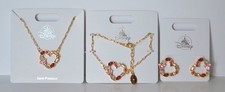 Disney Parks Mickey Mouse Heart Necklace Bracelet Earrings Set NEW