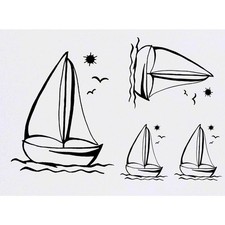 4 x 'Sail Boat' Temporary Tattoos / Transfers TO00002151 
