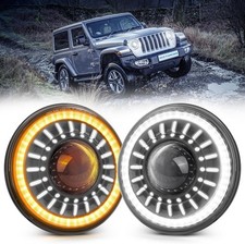 Mictuning 2pc J1 1000 Bright 7 Round Led Headlights Start-up Halo For Wrangler
