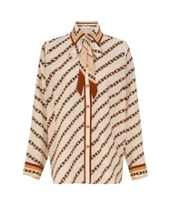 Zimmermann Relaxed Shirt | Cream Chain, Viscose/Silk Blend, Matching Neck Scarf