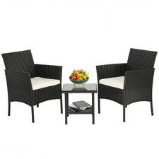 Wicker Outdoor Furniture Patio Furniture Set of 3 Rattan Patio Chairs Outdoor...