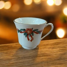 Vintage teacup- Poinsettia  Ribbons pattern, produced by Tienshan